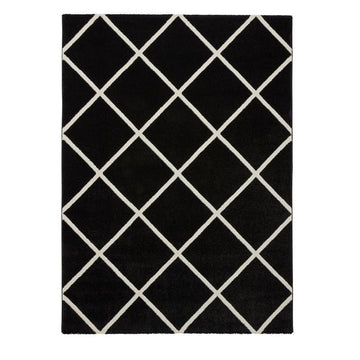 Brooklyn BRK35 Modern Geometric Diamond Soft Carved Durable Short Pile Black/White Rug-Think Rugs-Rug Love - The Most Loved Rug Store